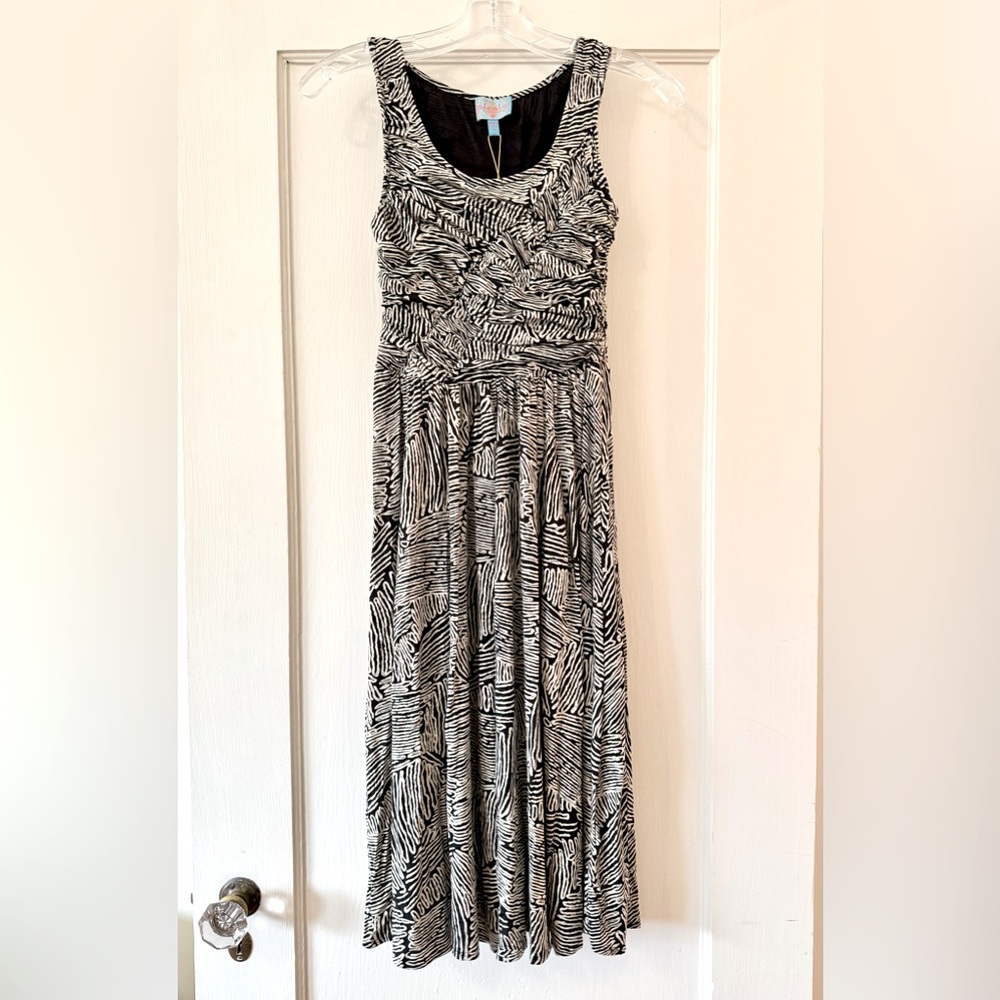 Anthropologie | Plenty by Tracy Reese Black/White 'Walkway' Ruched Dress S
